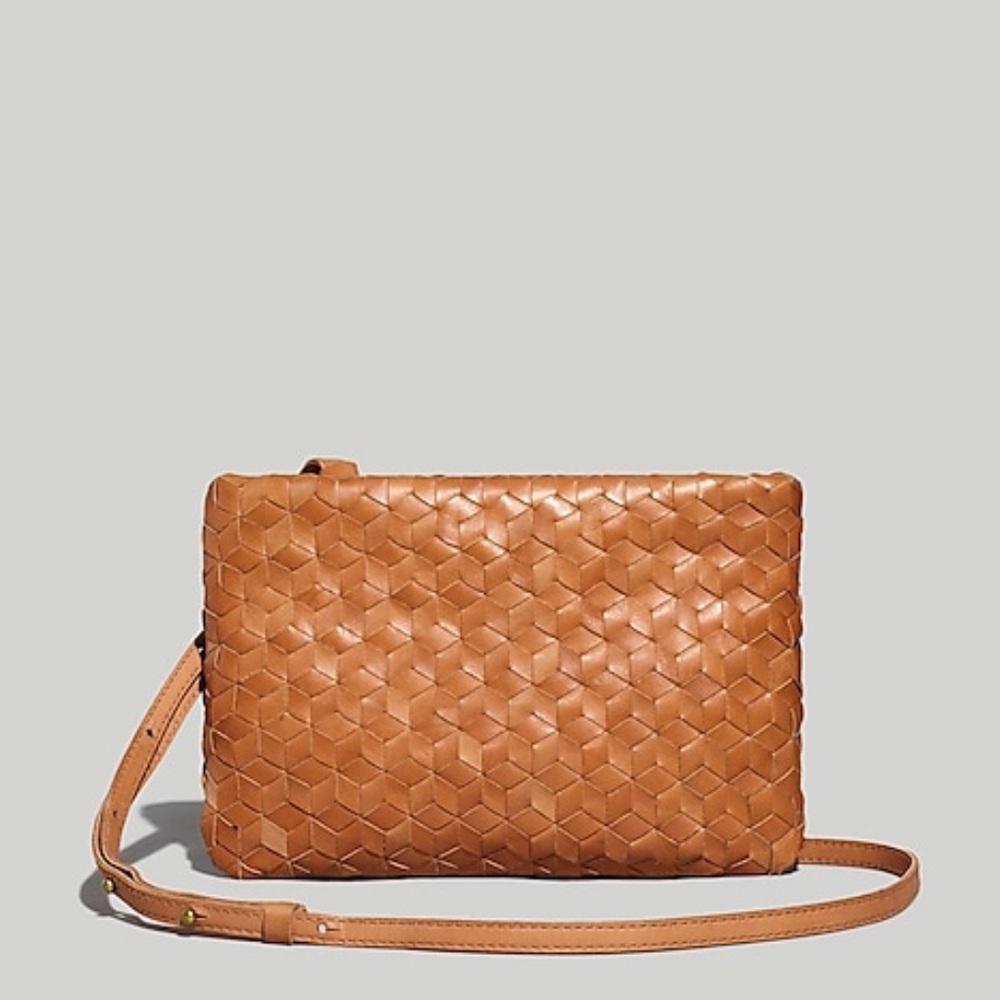 Madewell The Puff Crossbody Bag: Woven Edition in “Sepia” Color